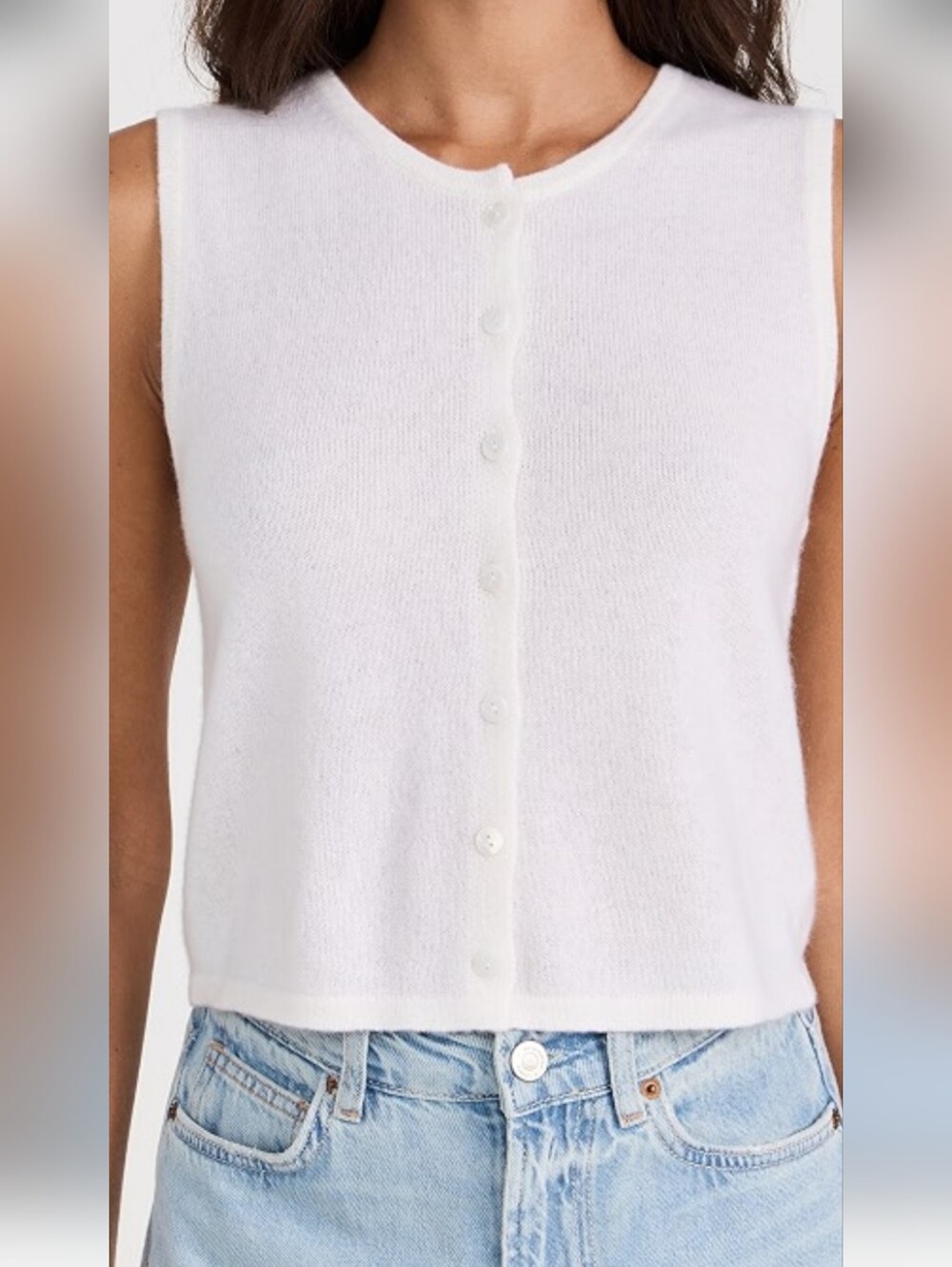 Reformation Jace Cashmere Cream Button-Front Vest
